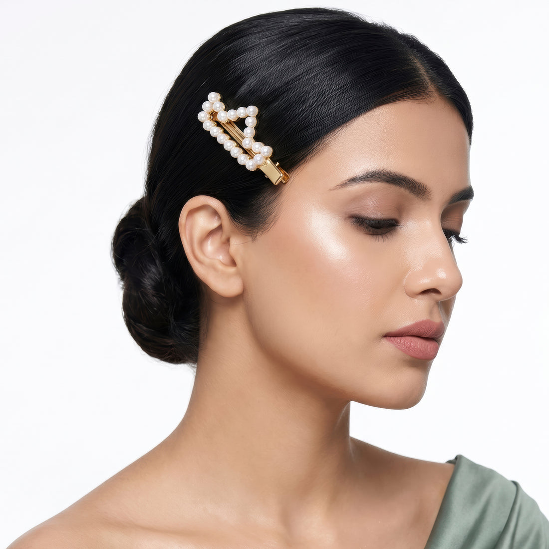 PRAO Hair Clip Anti-Tarnish Geometric Pearl Crown Design