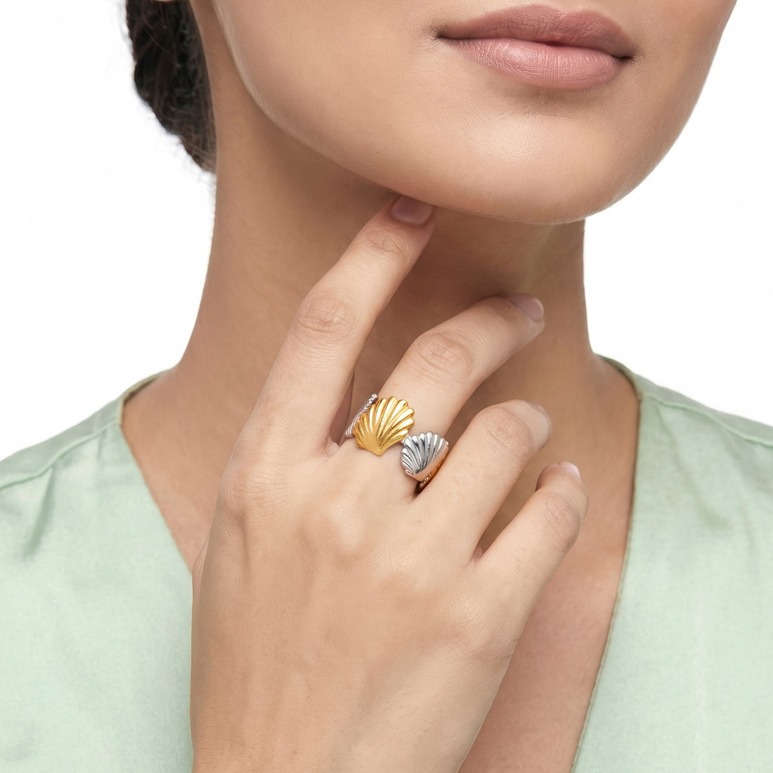 PRAO Ring Anti-Tarnish Seashell Band (Adjustable Size)