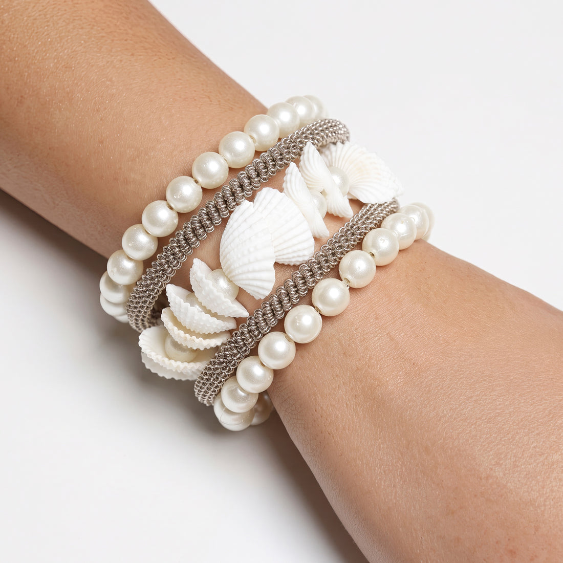 PRAO Bracelet Anti-Tarnish Pearl Shell Mesh Wrap (Adjustable Size)