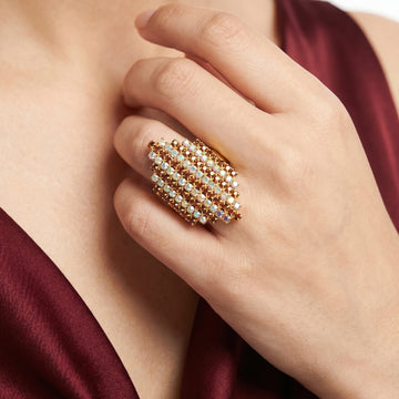 PRAO Ring Anti-Tarnish Diamond Shield Crystal (Adjustable Size)
