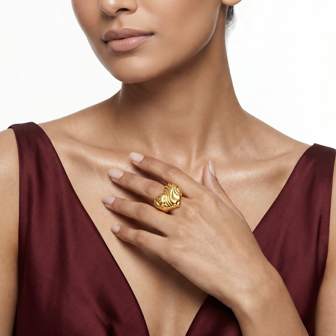 PRAO Ring Anti-Tarnish Organic Molten Heart (Adjustable Size)