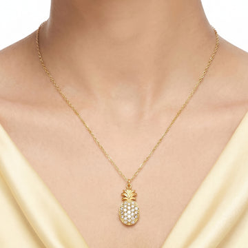 PRAO Necklace Anti-Tarnish Crystal Pineapple Pendant Chain