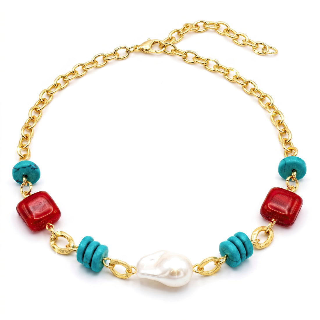 PRAO Necklace Anti-Tarnish Baroque Pearl Charms