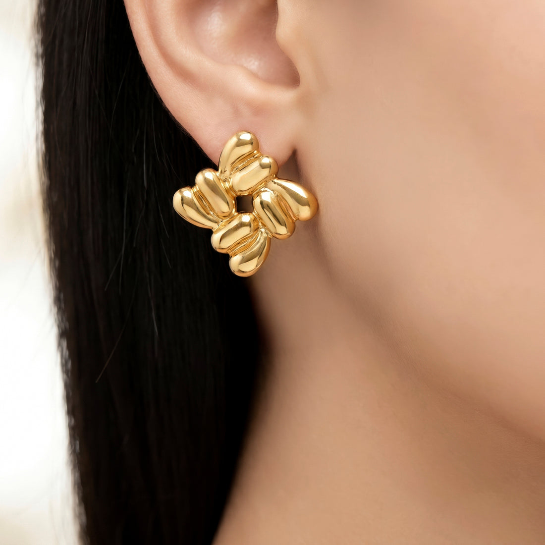 PRAO Earrings Anti-Tarnish Abstract Cluster Studs