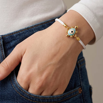PRAO Bracelet Anti-Tarnish Turtle Evil Eye Cord (Adjustable Size)