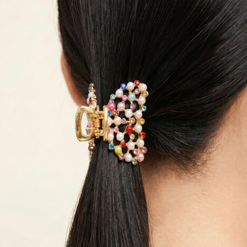 PRAO Hair Clutcher Rhinestone Pearl