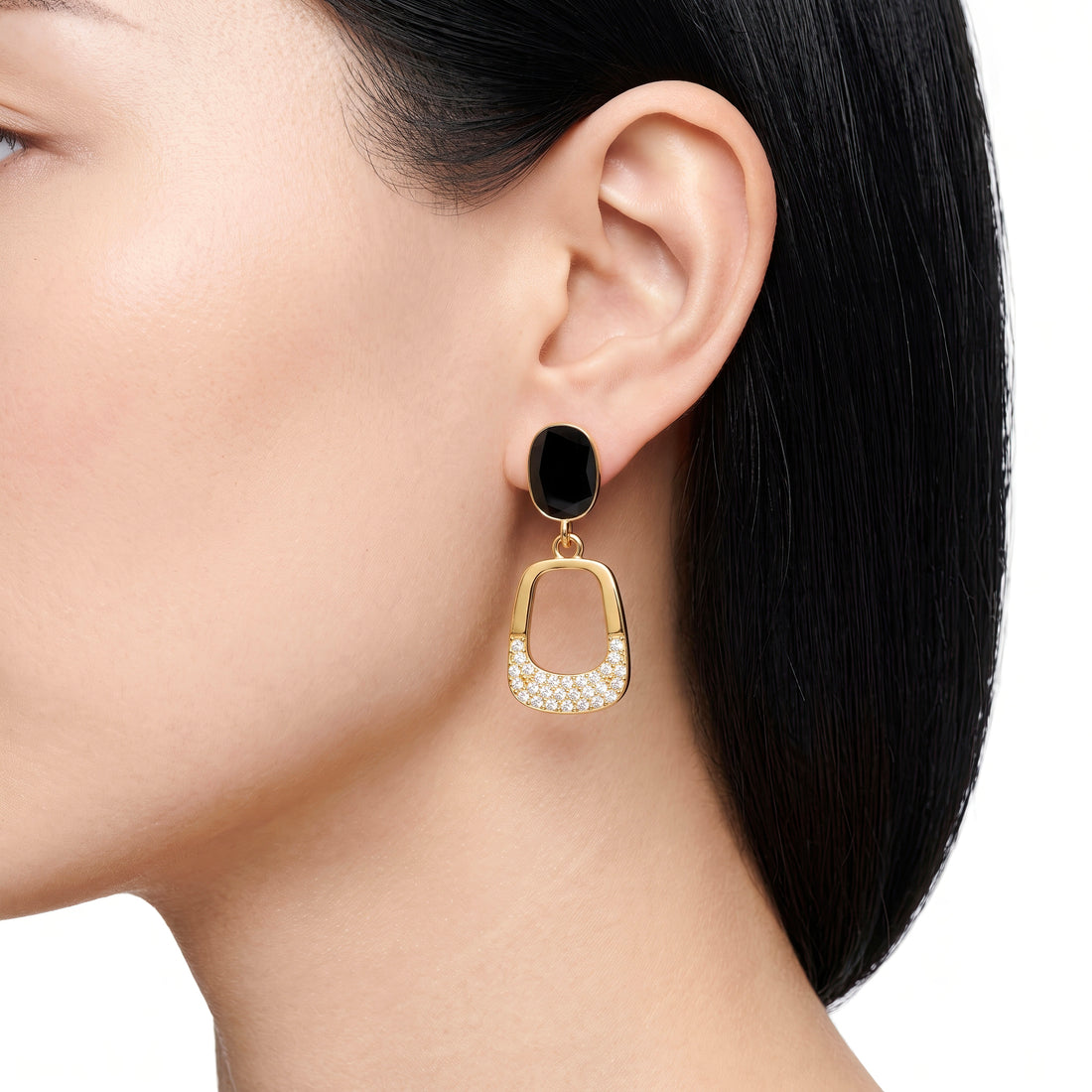 PRAO Earrings Anti-Tarnish Black Geometric Dangles