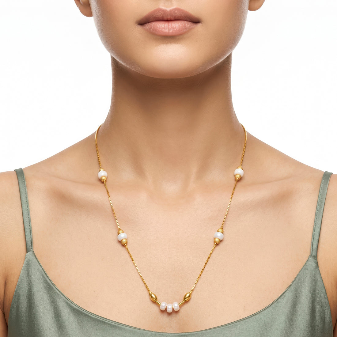 PRAO Necklace Anti-Tarnish White Bead Chain