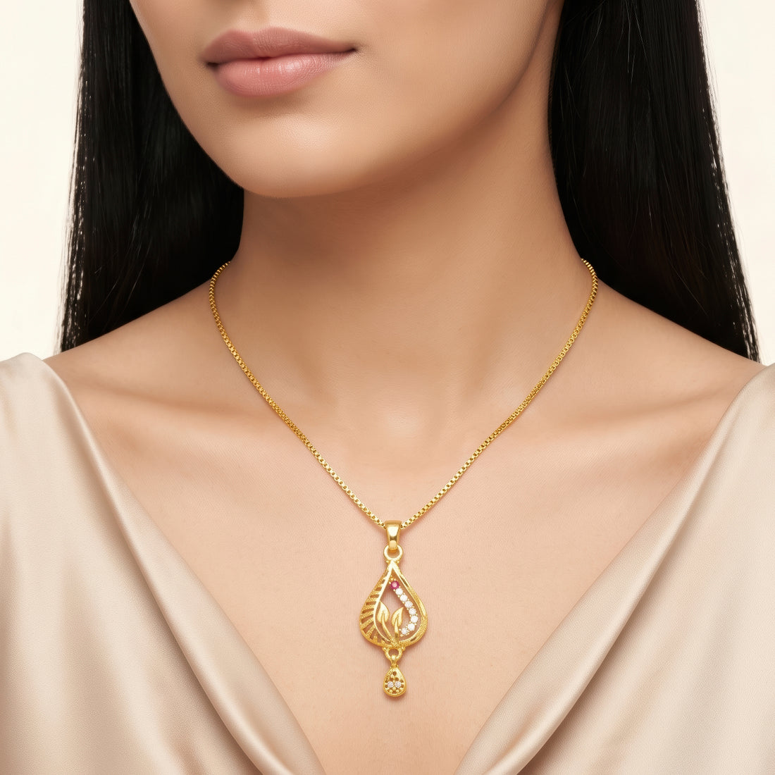 PRAO Necklace Anti-Tarnish Teardrop Pendant Chain
