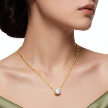 PRAO Necklace Anti-Tarnish Gold Plated Chain With American Diamond