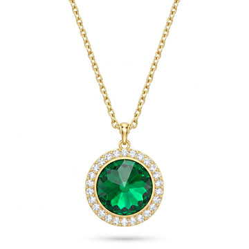 PRAO Necklace Anti-Tarnish Emerald Crystal Pendant