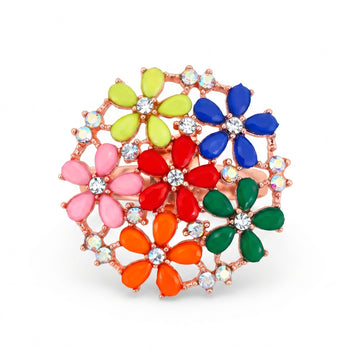 PRAO Ring Anti-Tarnish Floral Enamel Bouquet (Adjustable Size)