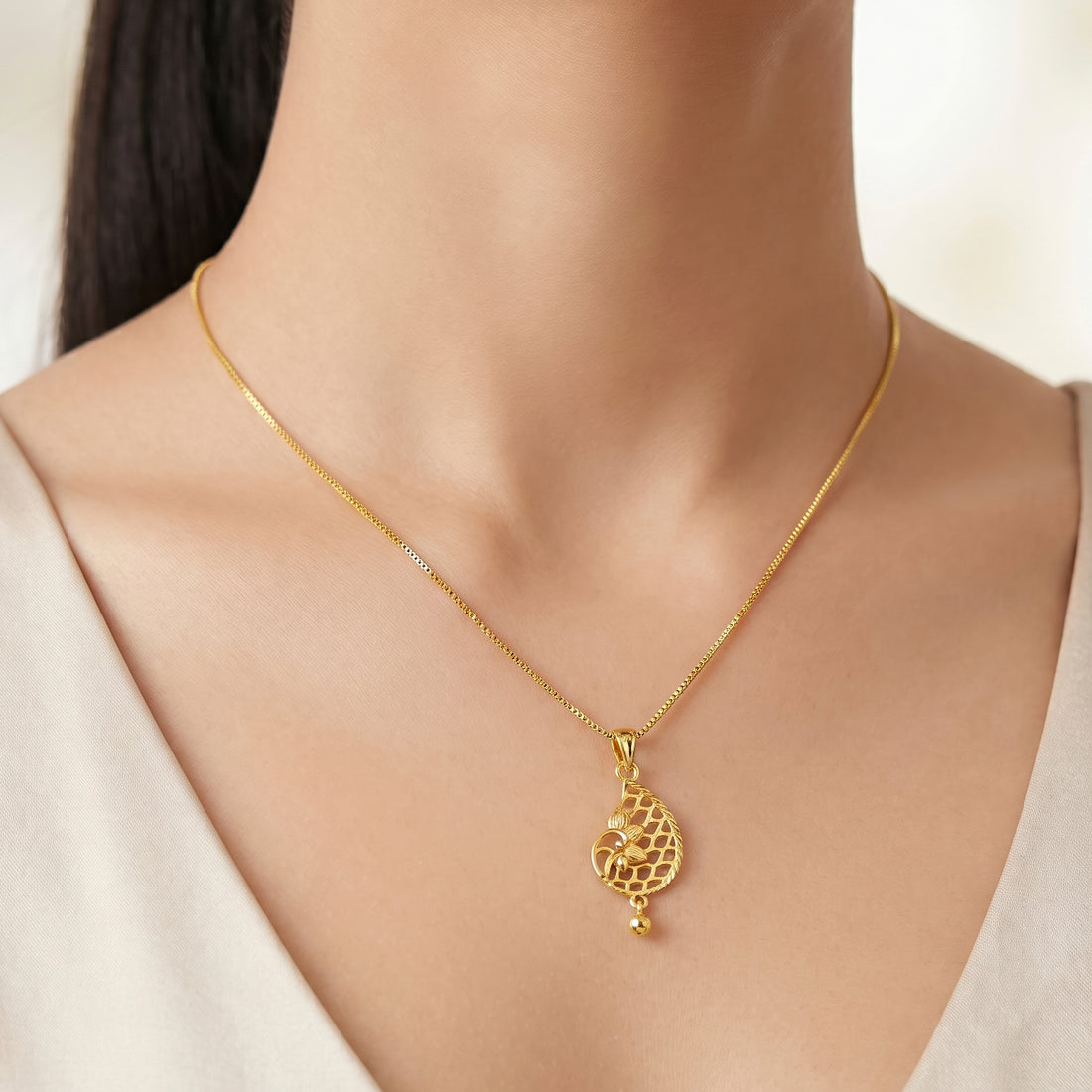 PRAO Necklace Anti-Tarnish Paisley Lattice Set With Earrings