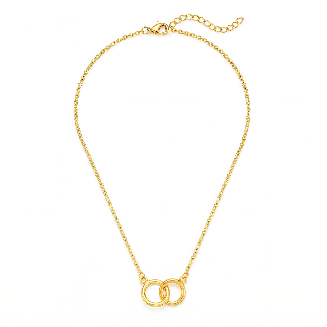 PRAO Necklace Anti-Tarnish Gold Plated Interlocking Rings Pendant