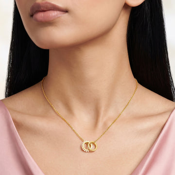 PRAO Necklace Anti-Tarnish Double Ring Pearl Chain