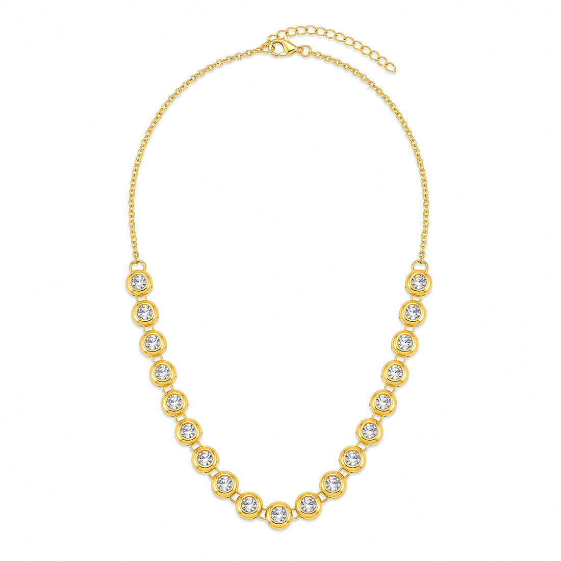 PRAO Necklace Anti-Tarnish Gold Plated AD Set
