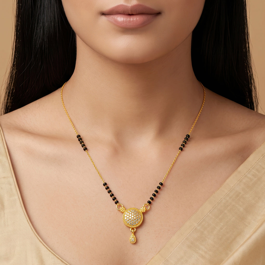 PRAO Necklace Anti-Tarnish Stone Circle Mangalsutra