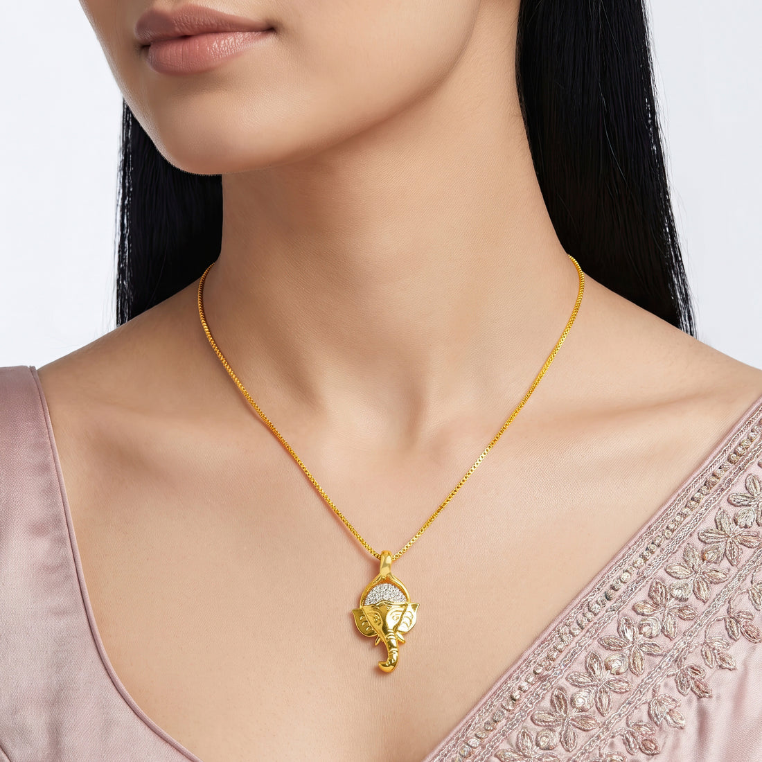 PRAO Necklace Anti-Tarnish Ganesha Crown Pendant