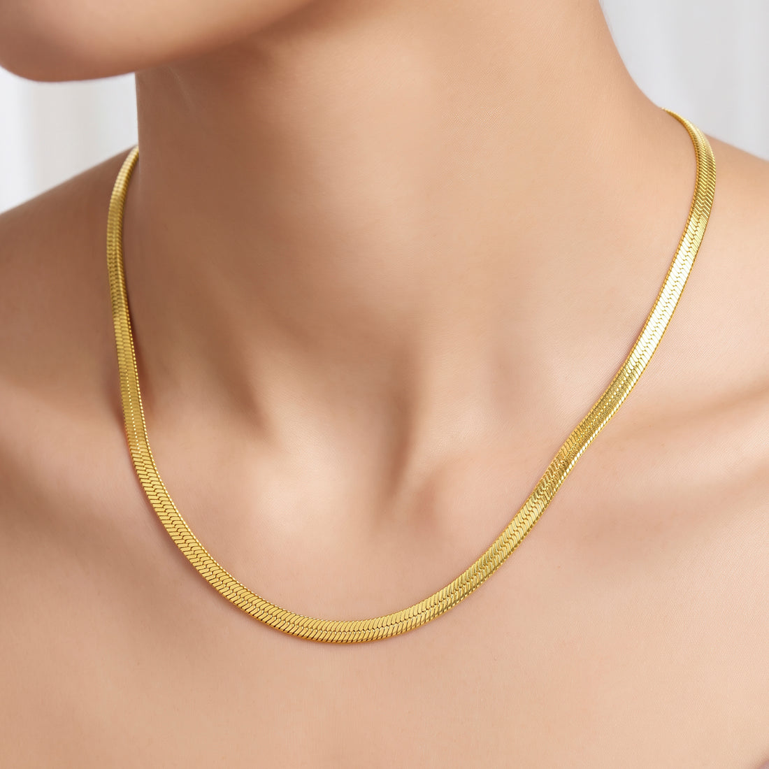 PRAO Necklace Anti-Tarnish Gold Plated Snake Chain