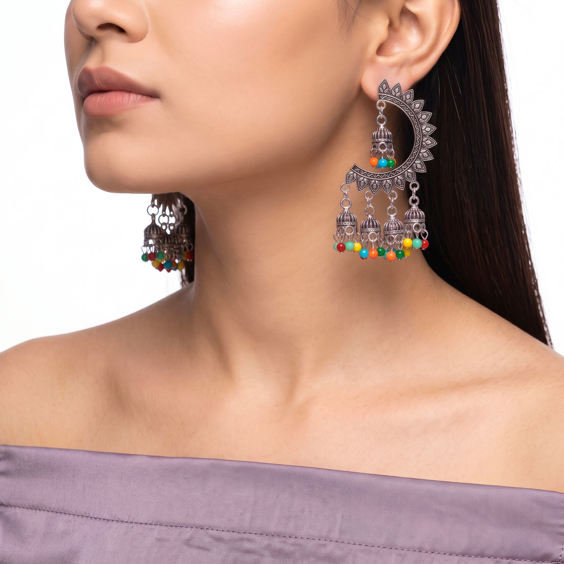 PRAO Earrings Anti-Tarnish Oxidized Crescent Dangles