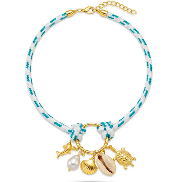 PRAO Necklace Anti-Tarnish Nautical Charms Choker Chain