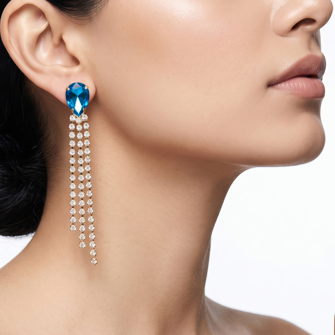 PRAO Earrings Anti-Tarnish Drop Crystal Rhinestone Tassel Dangles