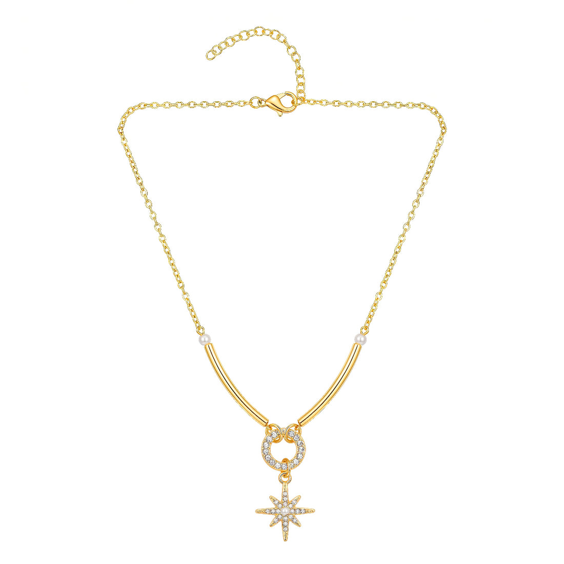 PRAO Necklace Anti-Tarnish Starburst Pearl