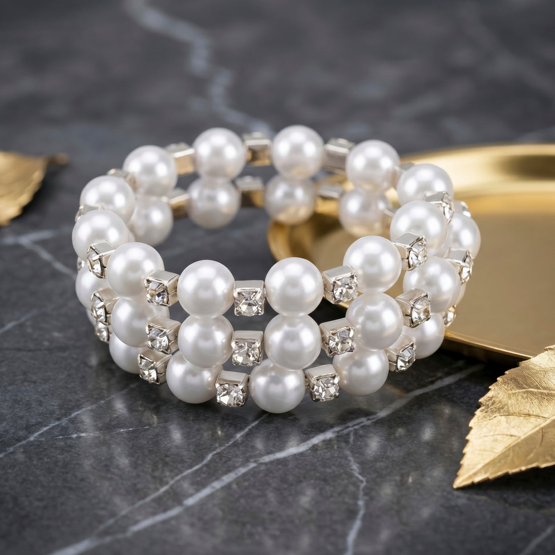 PRAO Bracelet Anti-Tarnish Triple-Row Stretchable Bangle (Adjustable Size)
