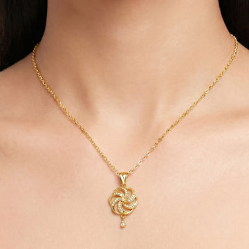 PRAO Necklace Anti-Tarnish Crystal Pinwheel Teardrop
