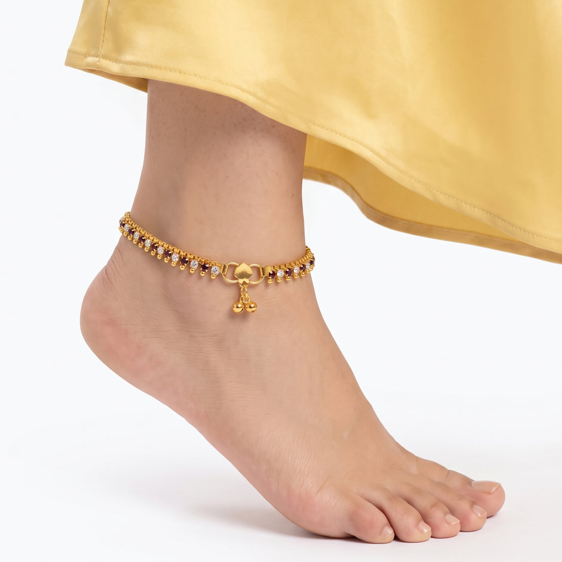 PRAO Anklet Anti-Tarnish Black Stone Tennis