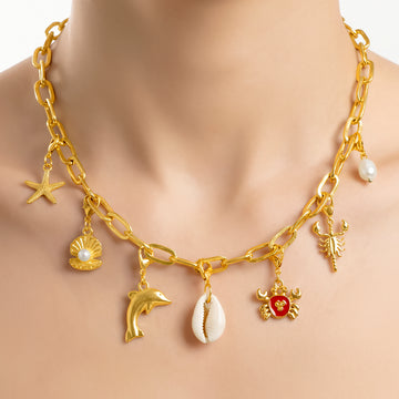 PRAO Necklace Anti-Tarnish Ocean Charms