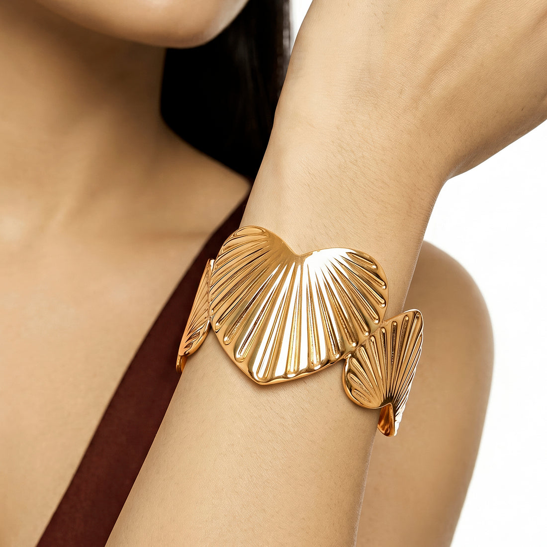 PRAO Bracelet Anti-Tarnish  Heart Cuff Bangle (Adjustable Size)