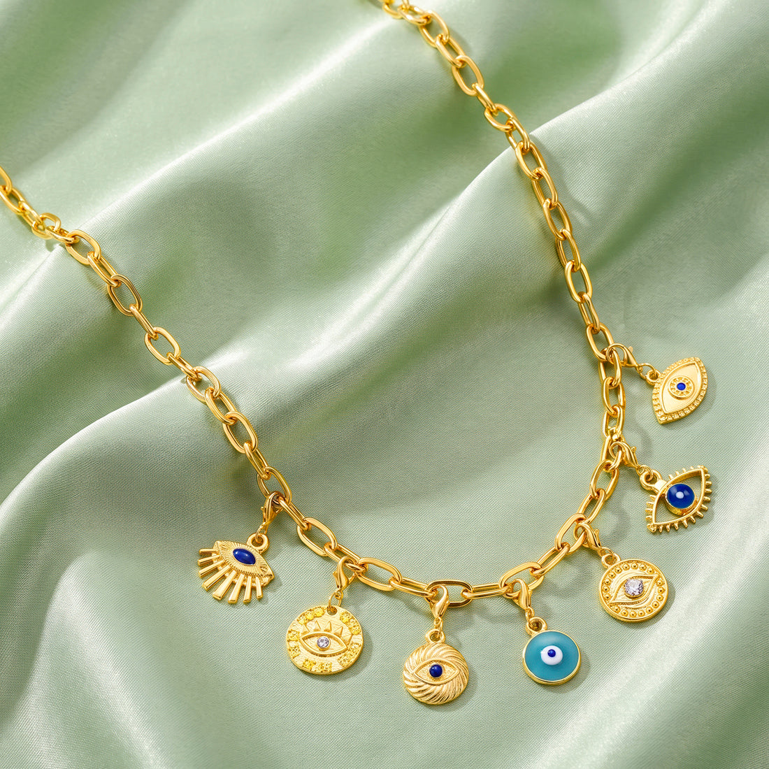 PRAO Necklace Anti-Tarnish Evil Eye Charms