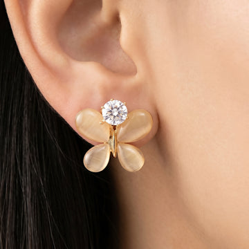 PRAO Earrings Anti-Tarnish Butterfly Crystal Studs