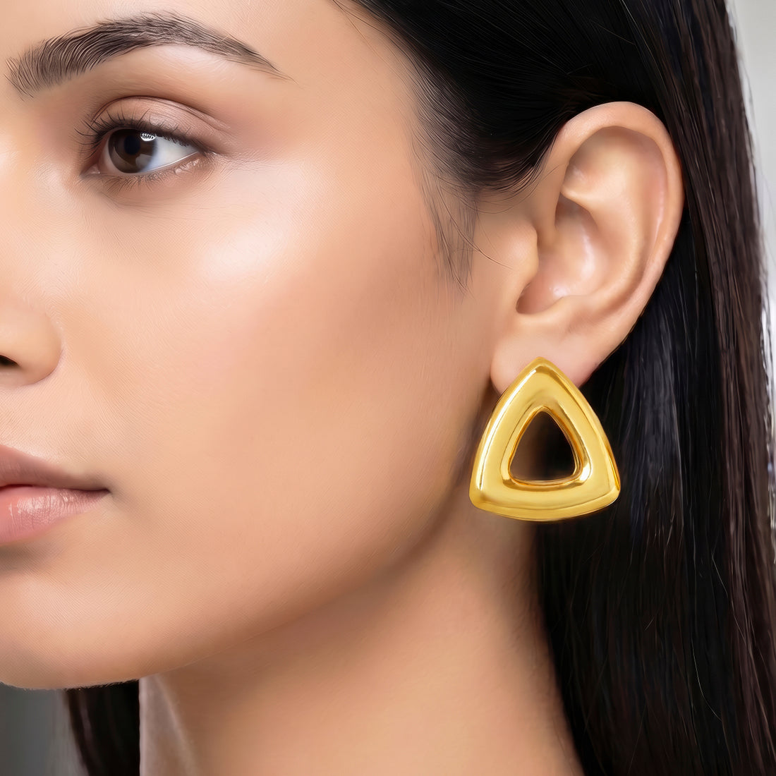 PRAO Earrings Anti-Tarnish Modern Open Triangle