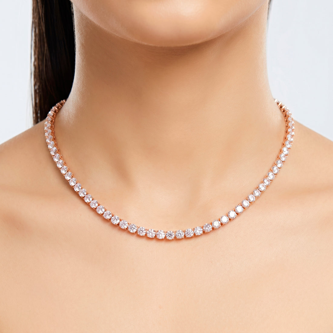 PRAO Necklace Anti-Tarnish Single Line AD Set With Earrings
