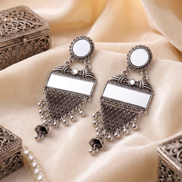 PRAO Earrings Anti-Tarnish Mirror Jhumka