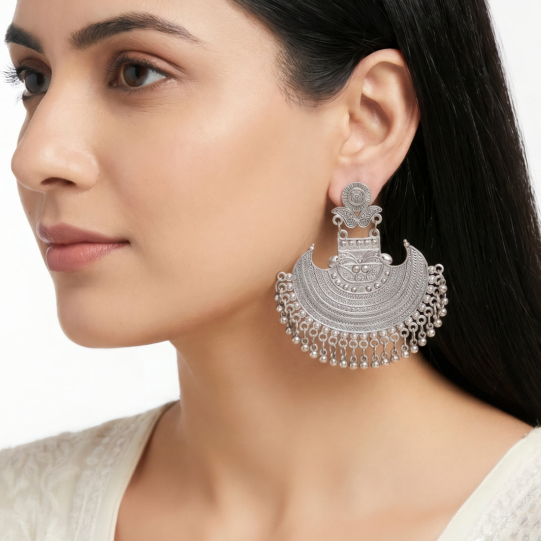 PRAO Earrings Anti-Tarnish Crescent Tribal Ghungroos