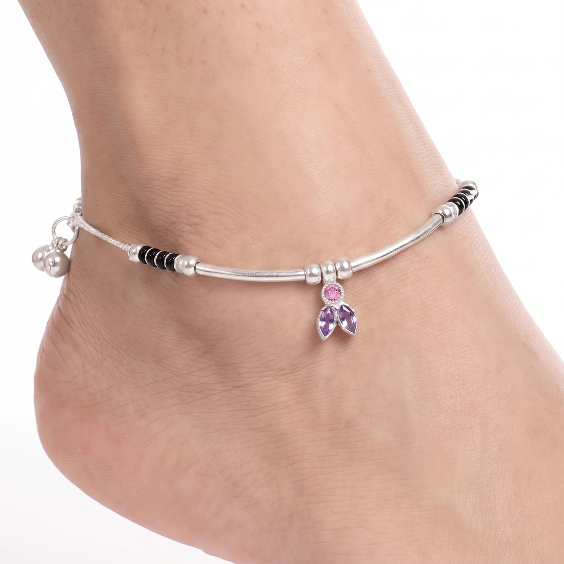PRAO Anklet Anti-Tarnish Floral Stone Charm