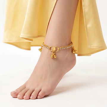 PRAO Anklet Anti-Tarnish Multi-Strand Crystal Bells