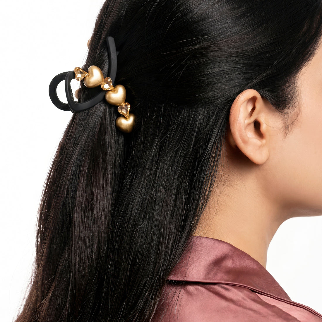 PRAO Hair Claw Clip Amber Heart