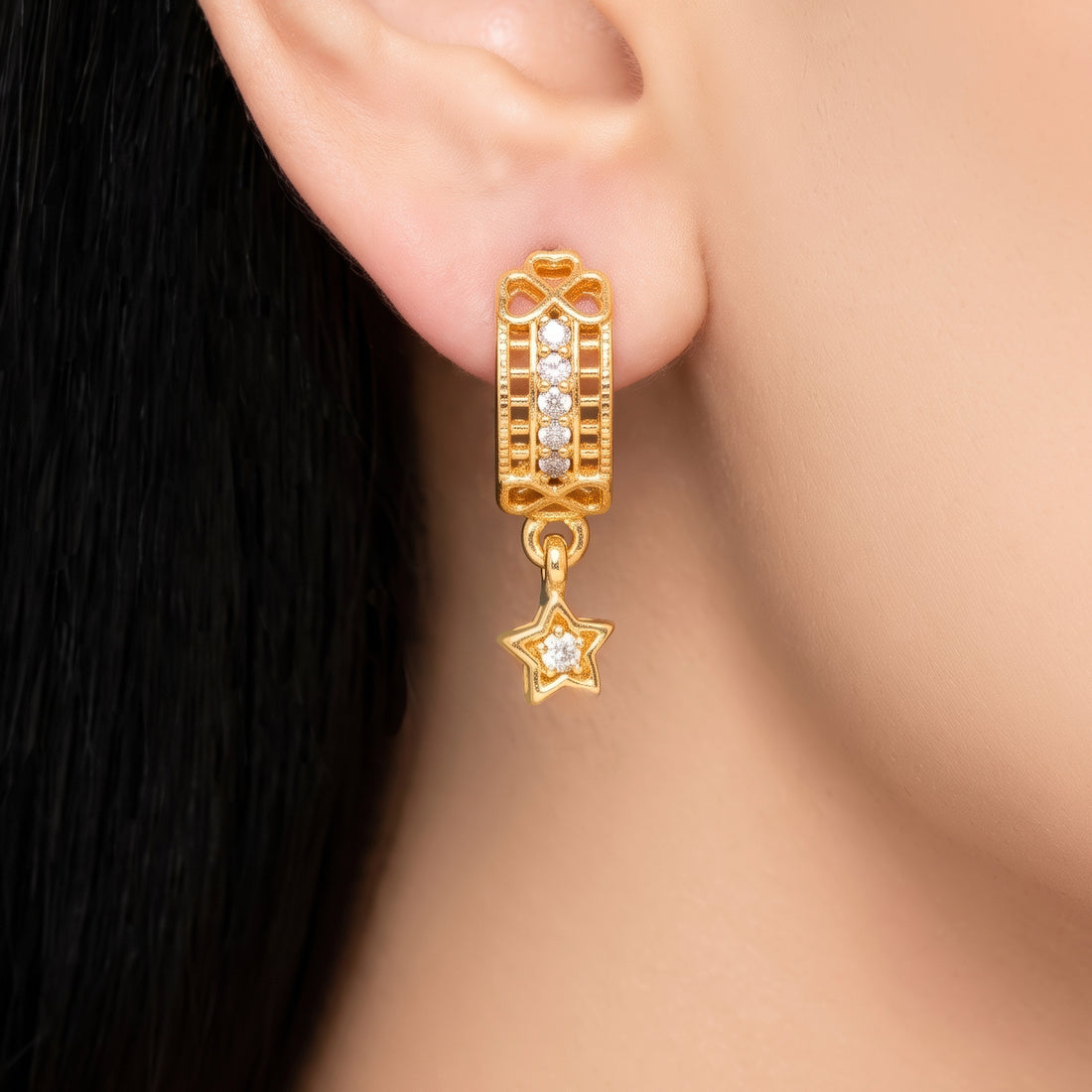 PRAO Earrings Anti-Tarnish Infinity Star Hoops