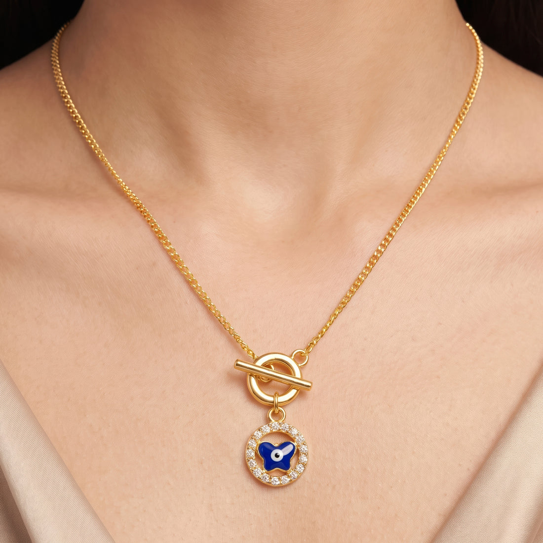 PRAO Necklace Anti-Tarnish Butterfly Evil Eye Chain