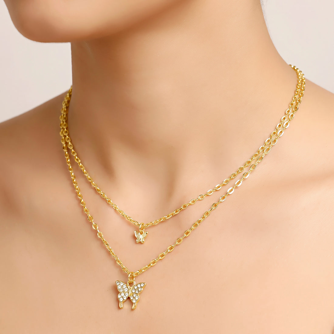 PRAO Necklace Anti-Tarnish Golden Butterflies