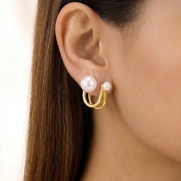 PRAO Earrings Anti-Tarnish Mini Convertible Pearl Studs