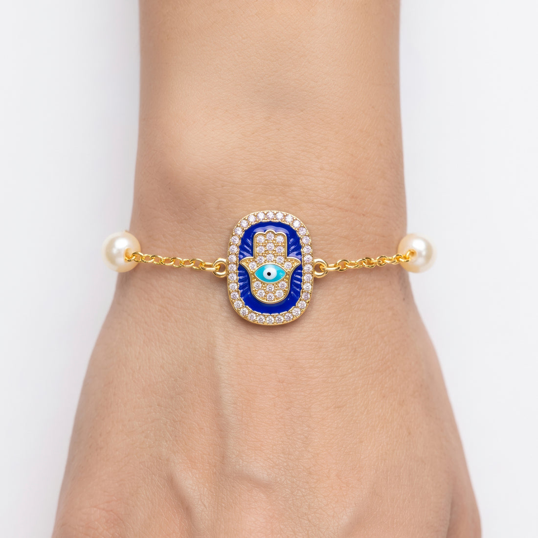 PRAO Bracelet Anti-Tarnish Hamsa Evil Eye (Adjustable Size)