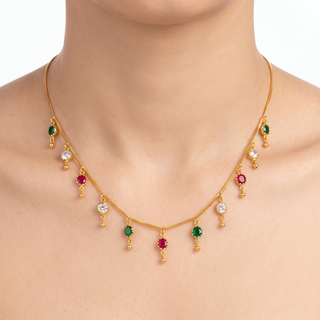PRAO Necklace Anti-Tarnish Floral Charm Chain