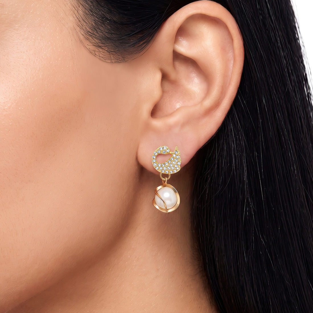 PRAO Earrings Anti-Tarnish Swan Stone Dangles