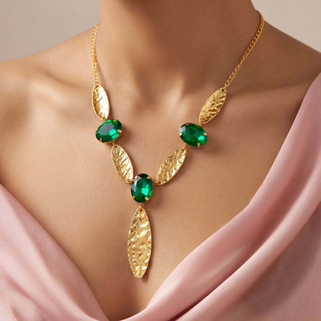 PRAO Necklace Anti-Tarnish Marquise Crystal Statement