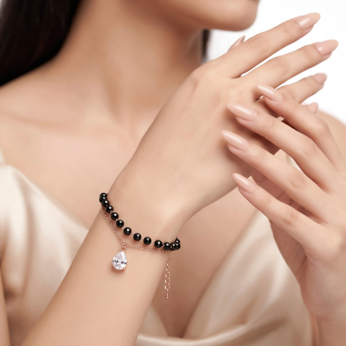 PRAO Bracelet Anti-Tarnish Black Bead Chain (Adjustable Size)